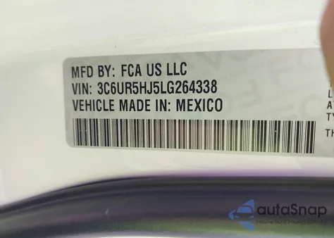 2020 Ram 2500 Tradesman 4X4 8' Box z USA, uszkodzony, nr VIN 3C6UR5HJ5LG264338